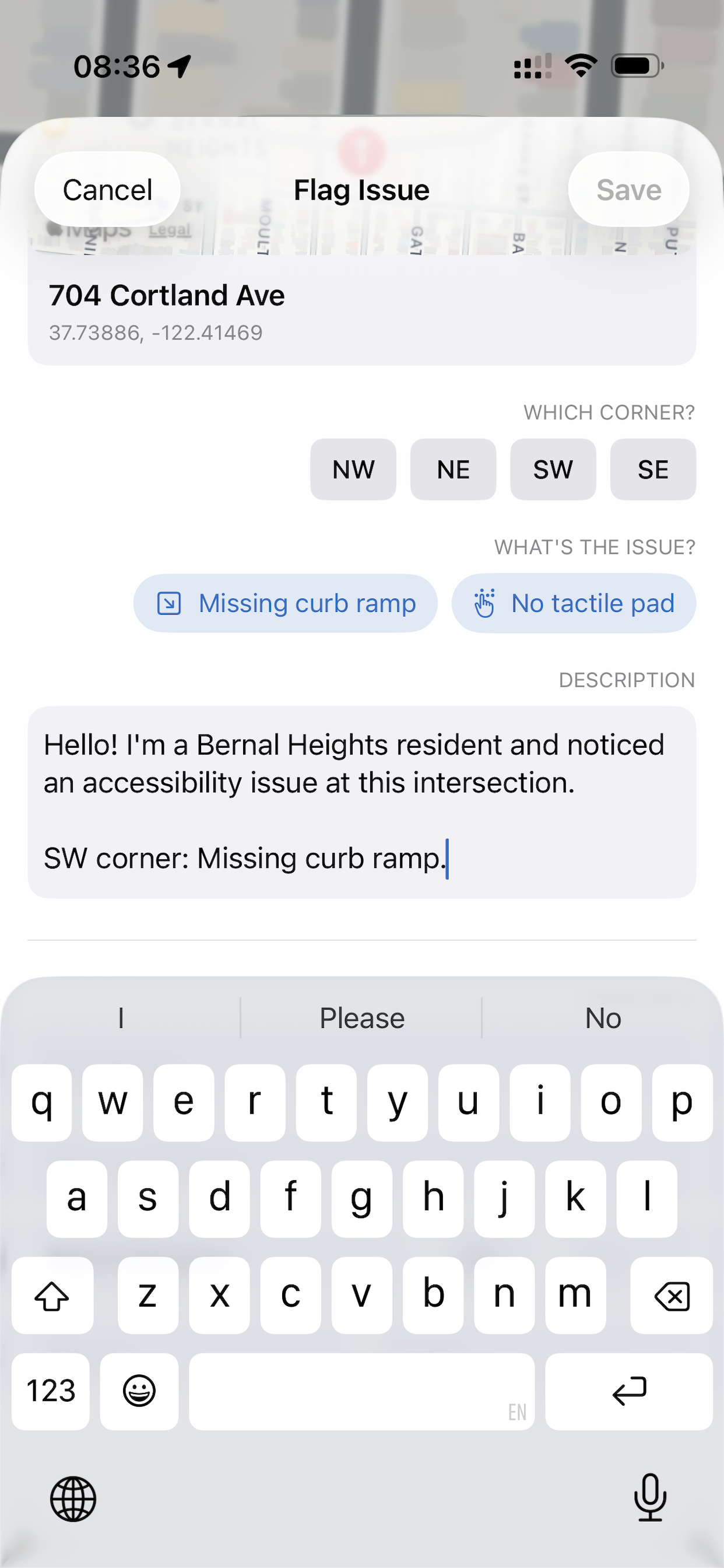 Fill out and submit the accessibility report